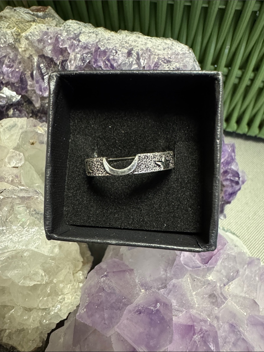 Silver Moon Accent Textured Band - Silver